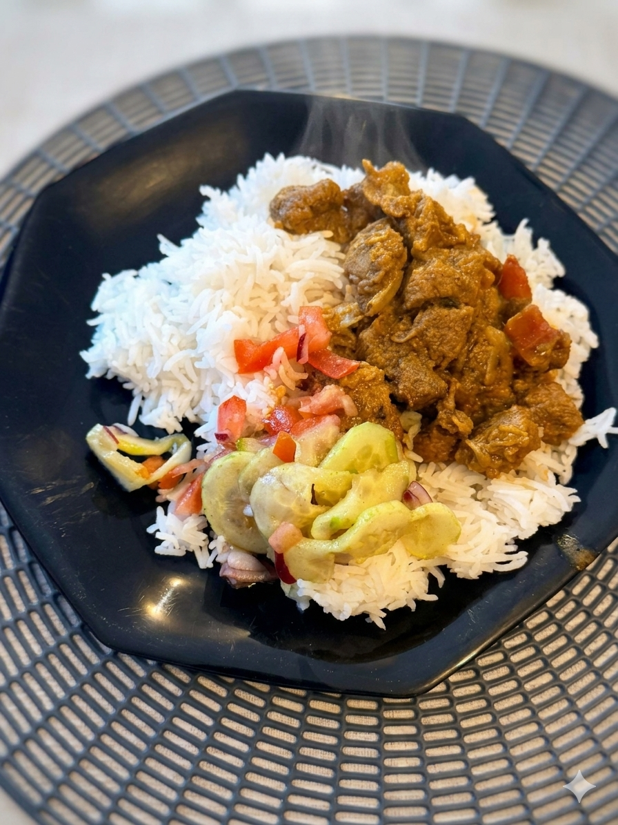 Riz avec curry de boeuf